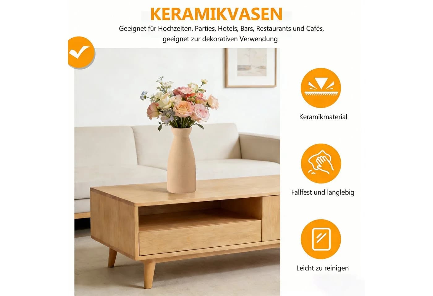 BlingBin Dekovase 3er-Set Keramik Vasen - Bild 3