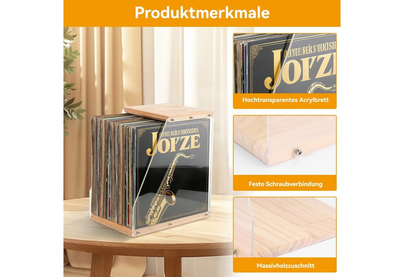 BlingBin Vinyl-Schallplattenhalter für 40 LPs Transparent - Bild 4