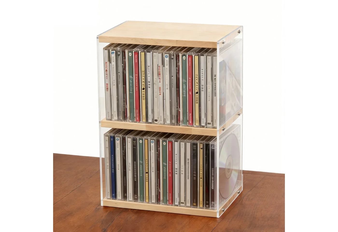 BlingBin CD-Regal 2-stufiger CD-Halter aus Holz und Acryl, Schallplatten Aufbewahrung - Bild 2