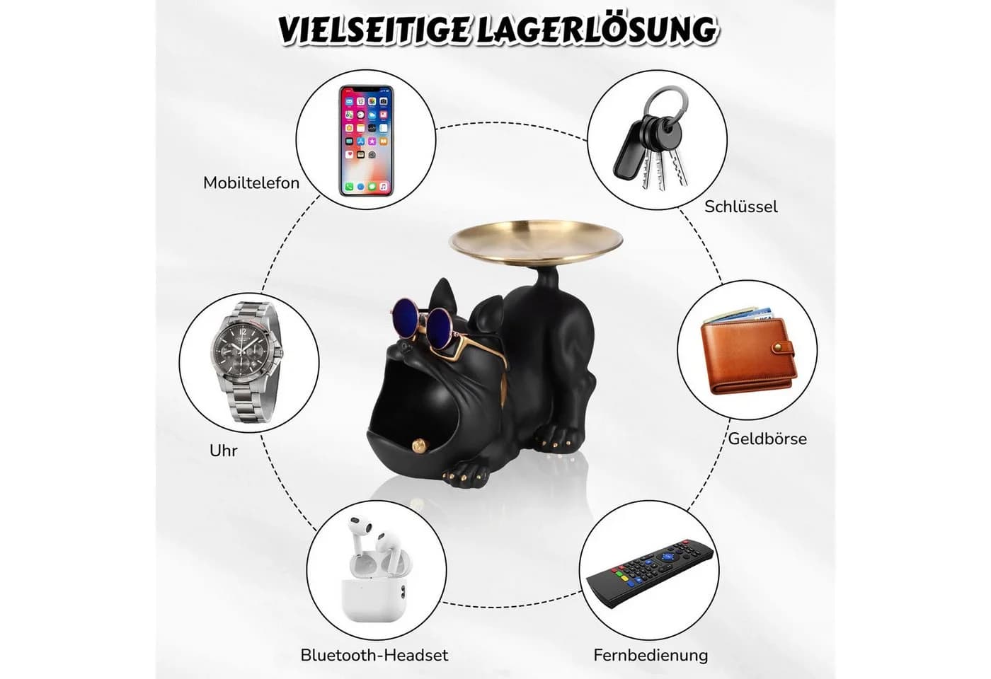 BlingBin Dekoschale Französische Bulldogge Schlüssel- & Aufbewahrungsschale - Bild 4