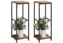 BlingBin Blumenständer 2 Ebenen Metall Holz Schwarz Braun Bild 2