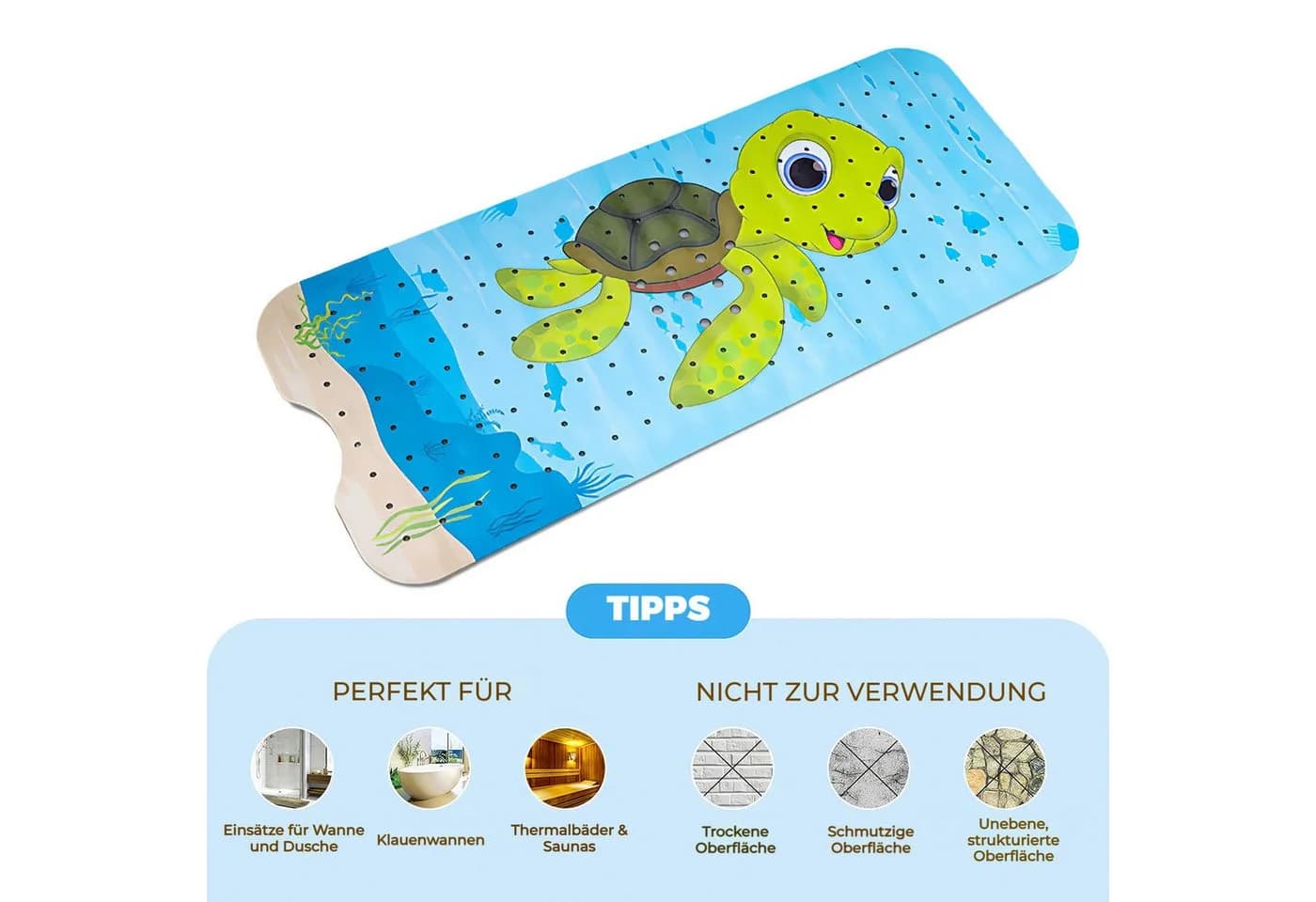 BlingBin Badematte Rutschfest PVC 100x40cm - Bild 4