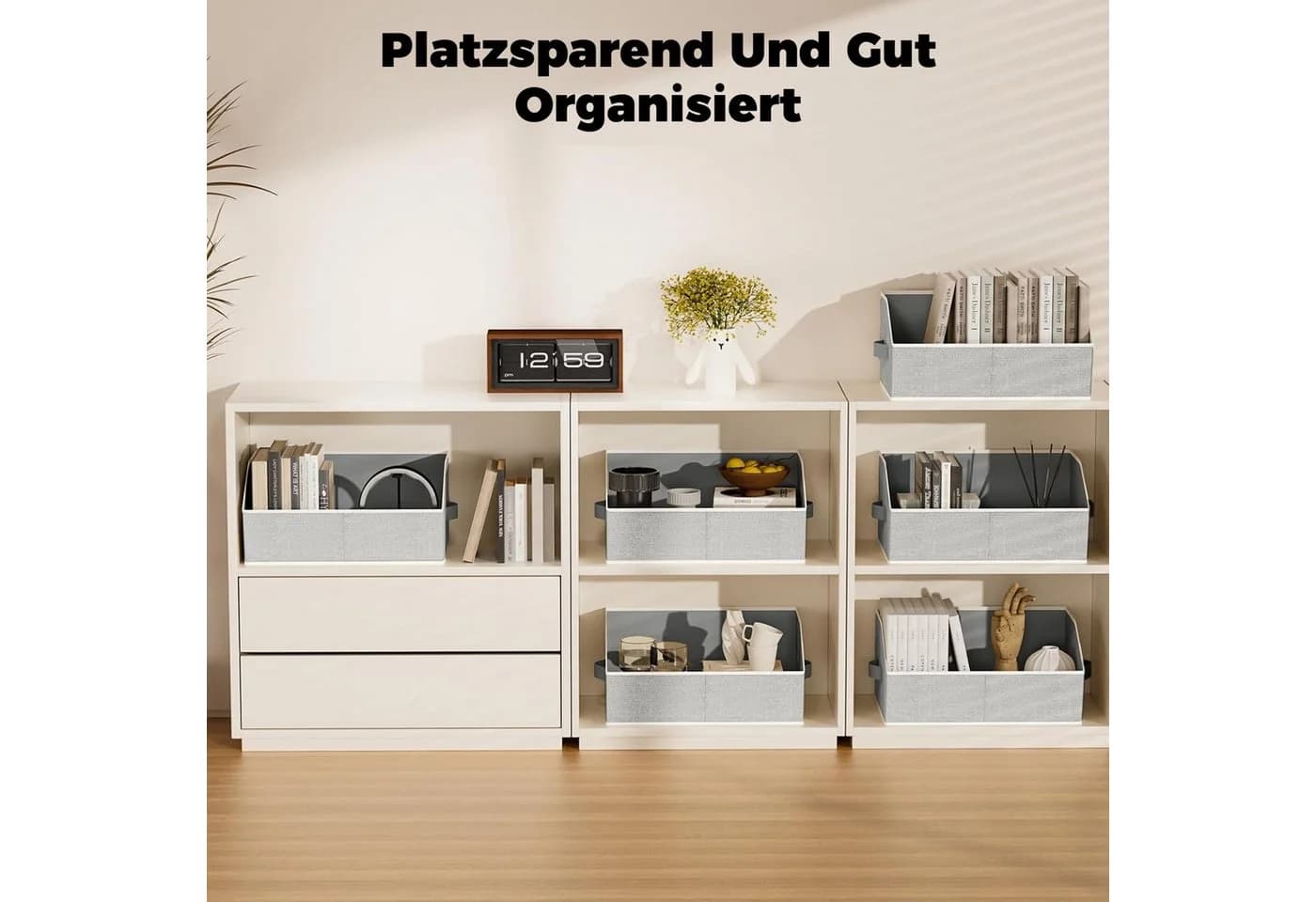 BlingBin Aufbewahrungsbox Trapezförmig Grau Vliesstoff - Bild 4