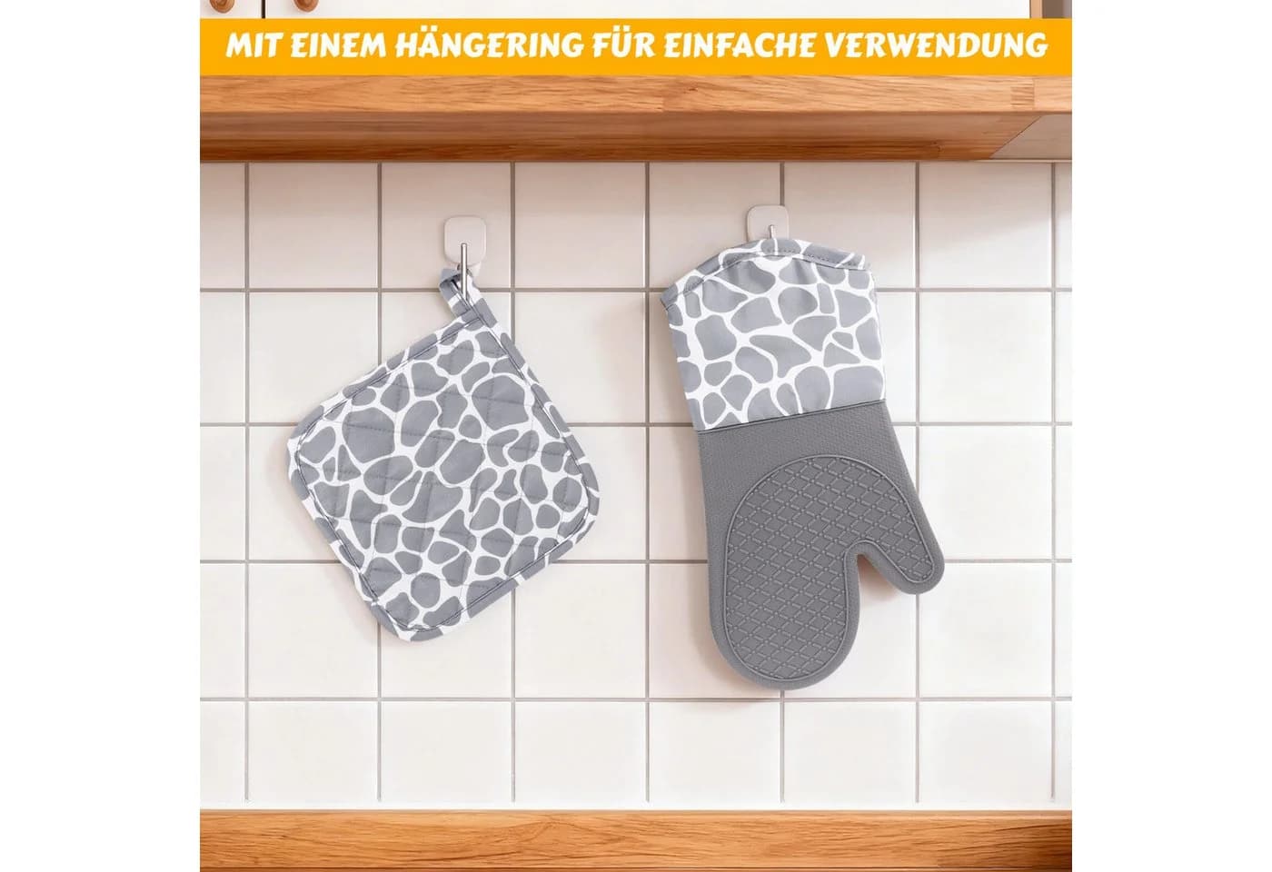 BlingBin Topfhandschuhe Ofenhandschuhe Topflappen Set, Anti-Rutsch Silikon Handschuh, 6er Set, Hitzebeständig bis 260°C