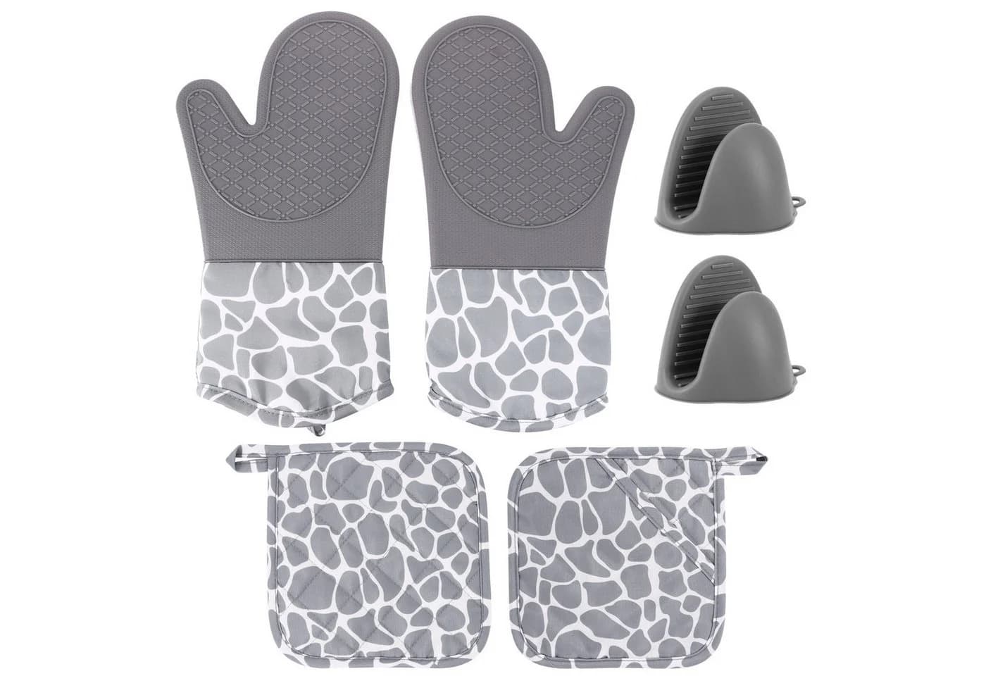 BlingBin Topfhandschuhe Ofenhandschuhe Topflappen Set, Anti-Rutsch Silikon Handschuh, 6er Set, Hitzebeständig bis 260°C - Bild 2