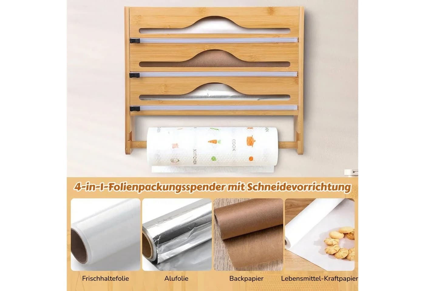BlingBin Folienspender Frischhaltefolienspender mit Küchenrollenhalte - Bild 3