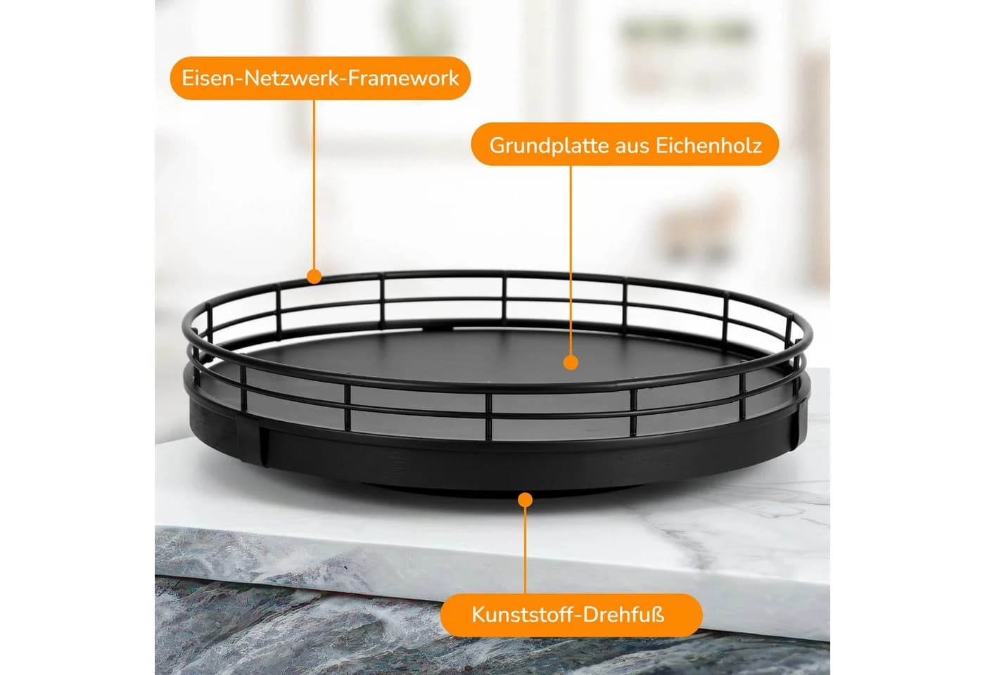 BlingBin Gewürzkarussell 360° Drehbarer Aufbewahrungs-Drehteller Schwarz - Bild 3