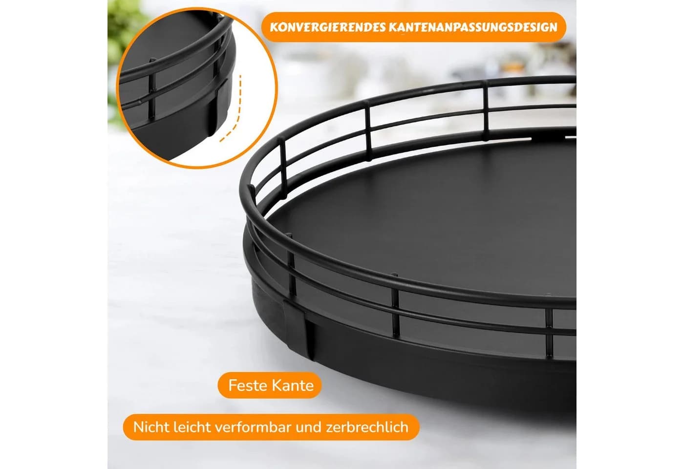 BlingBin Gewürzkarussell 360° Drehbarer Aufbewahrungs-Drehteller Schwarz - Bild 5
