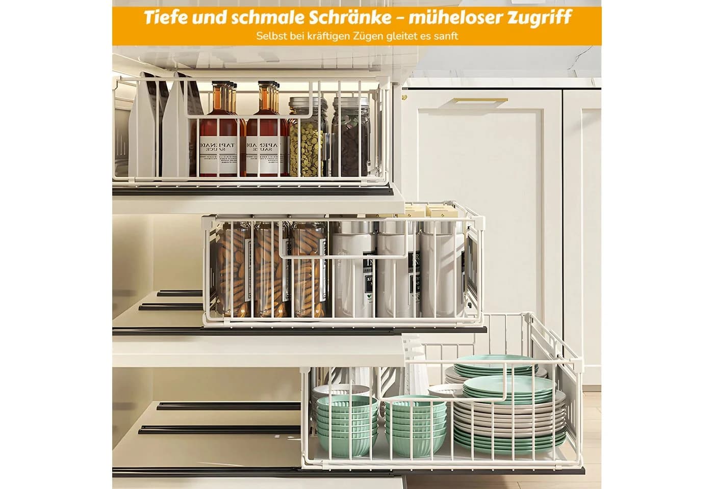 BlingBin Küchenorganizer-Set Teleskopschublade Weiß - Bild 4