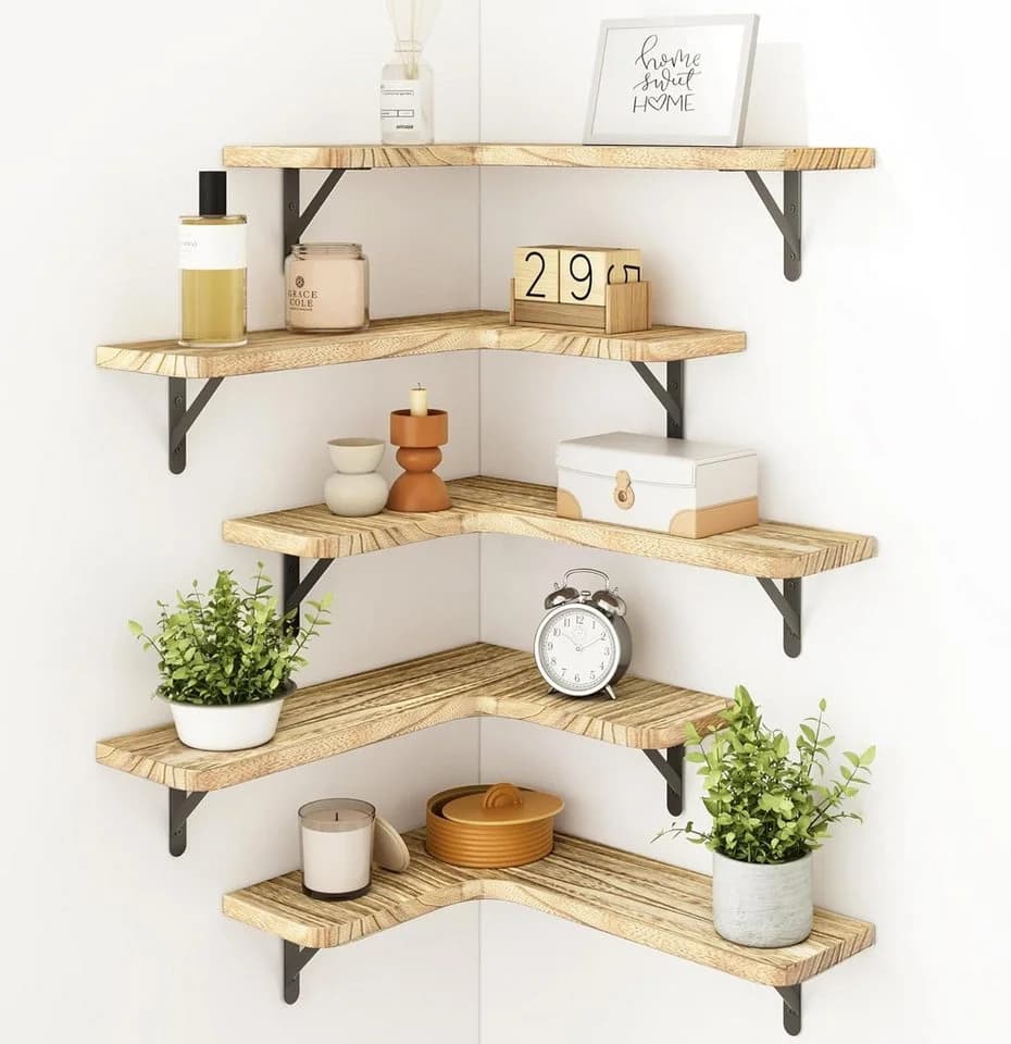 BlingBin Wandboard Schwebendes Eckregal 5er Set Holz Metall - Bild 2