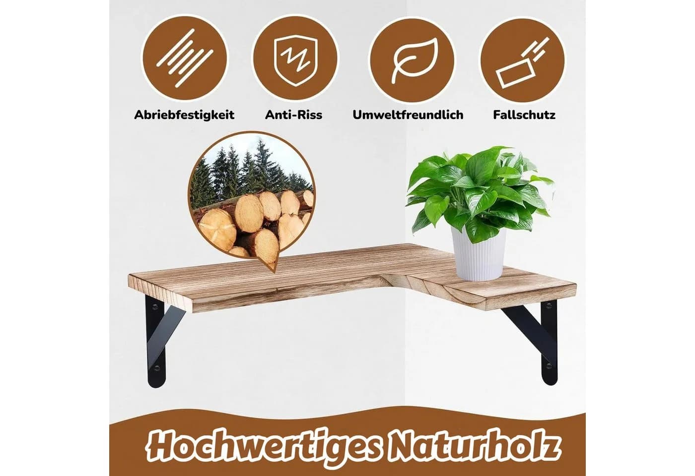 BlingBin Wandboard Schwebendes Eckregal 5er Set Holz Metall - Bild 5