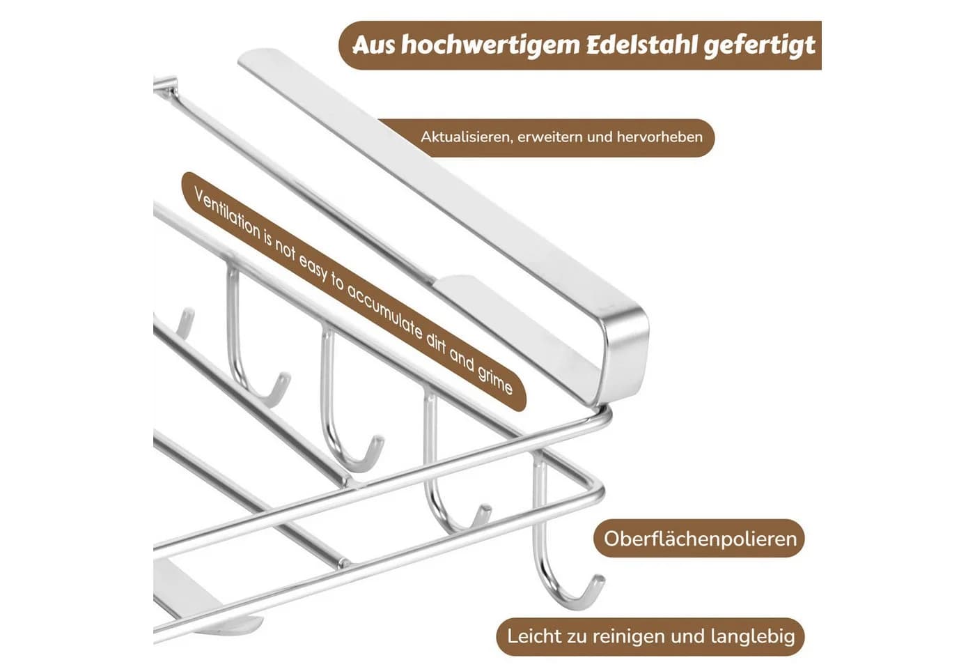 BlingBin Hängekorb Einhängekorb Mit Haken, Schrankkorb Küchenregal Ohne Bohren - Bild 4