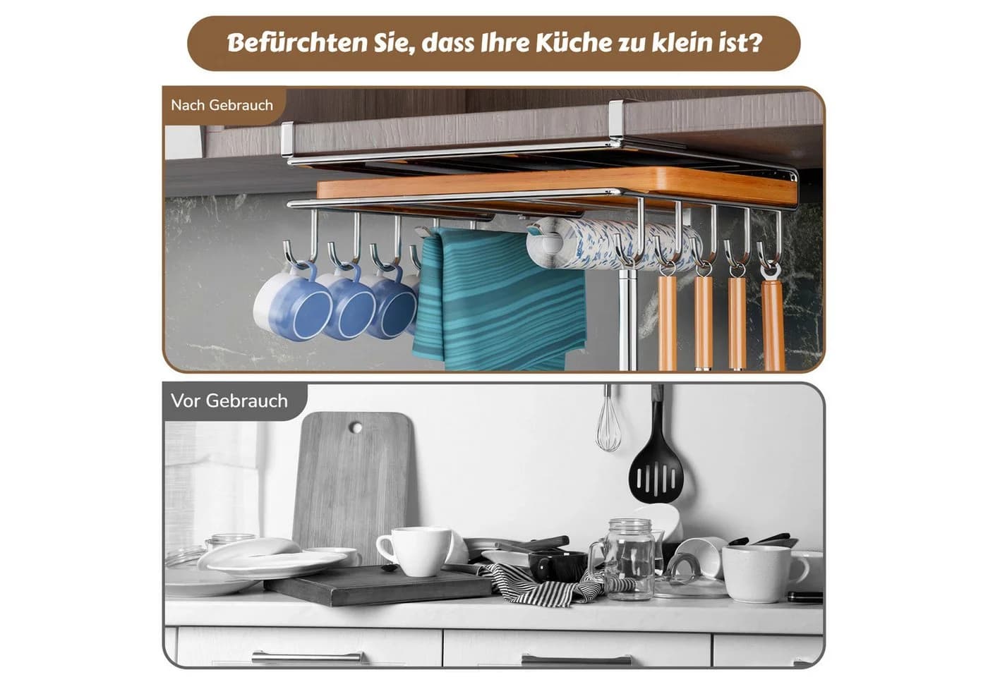 BlingBin Hängekorb Einhängekorb Mit Haken, Schrankkorb Küchenregal Ohne Bohren - Bild 5