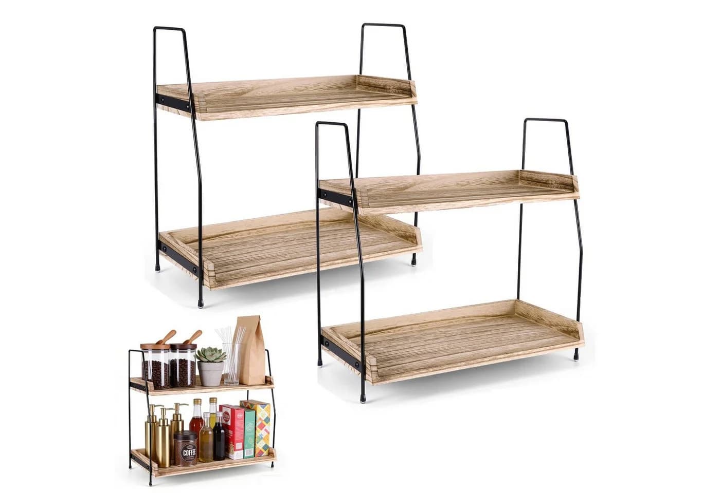 BlingBin Küchenregal 2er Set Holz Metall Organizer - Bild 2