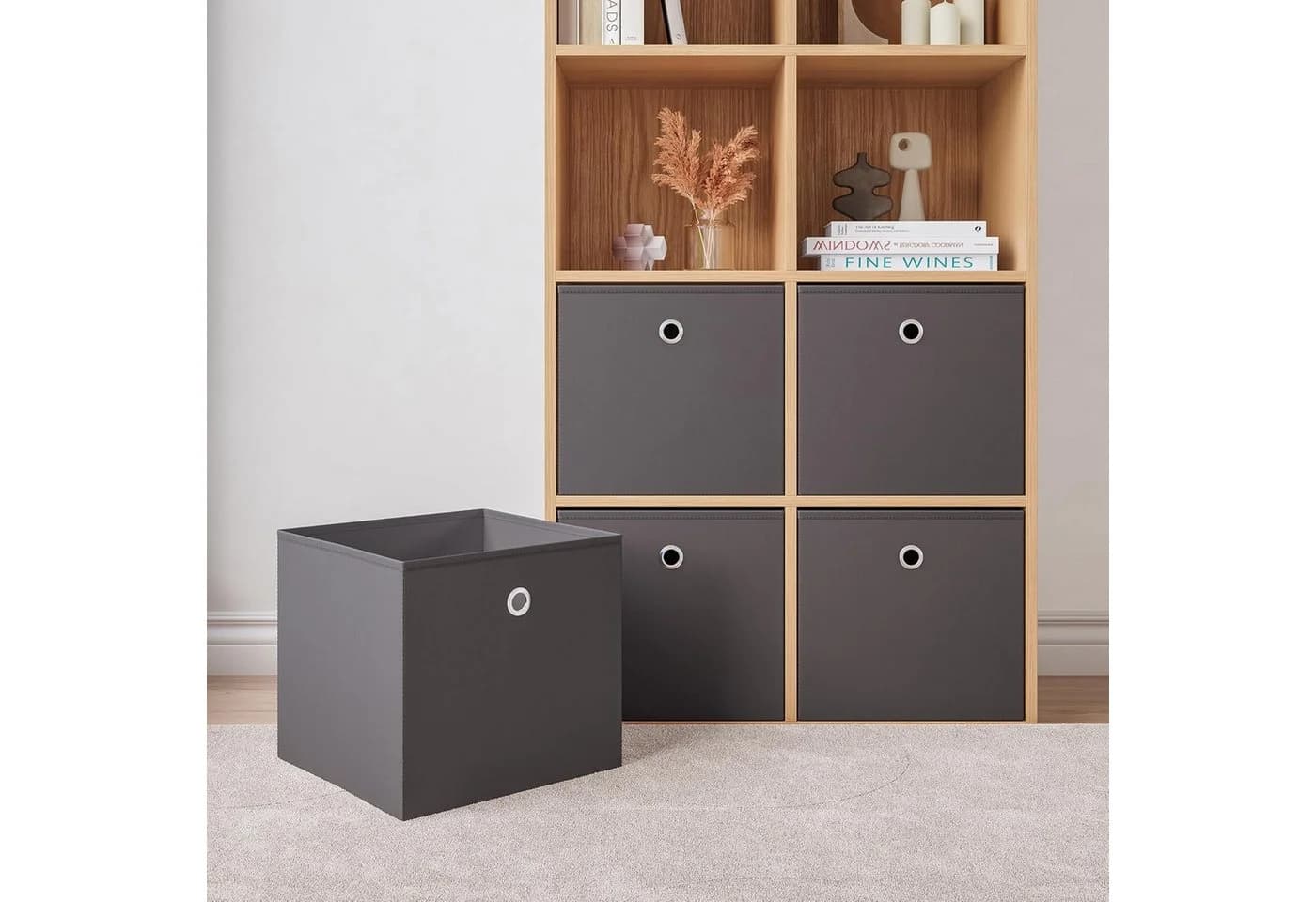 BlingBin Aufbewahrungsbox 10er Set Faltboxen Vliesstoff Dunkelgrau - Bild 3