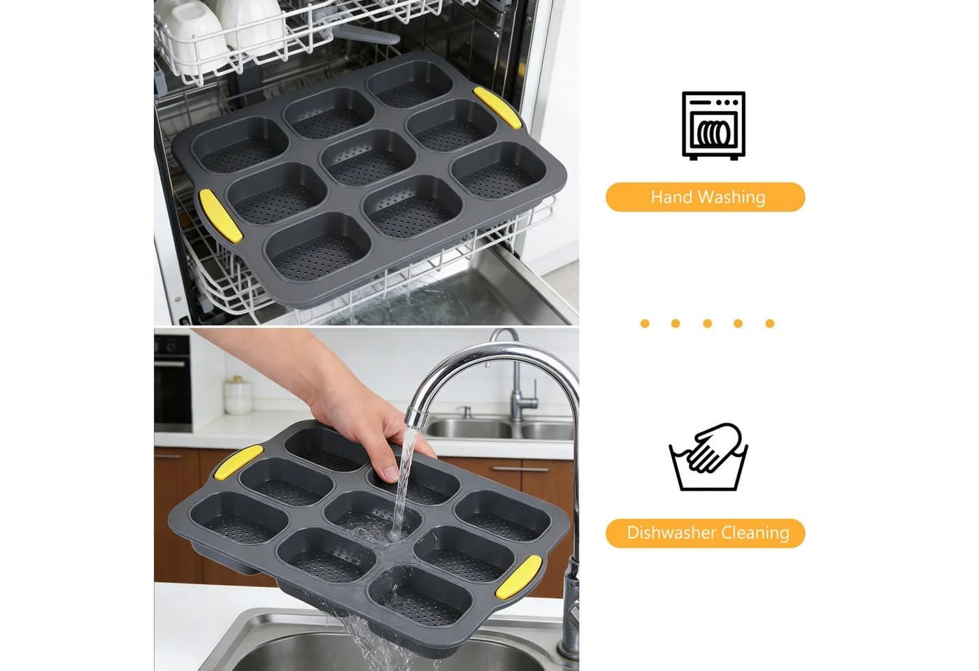 BlingBin Silikon Brotbackform 2-tlg. Grau Antihaft mit Clip & Pinsel - Bild 5