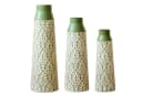 BlingBin Bodenvase 3er Set Metall Grün/Weiß Geometrisches Muster Bild 1