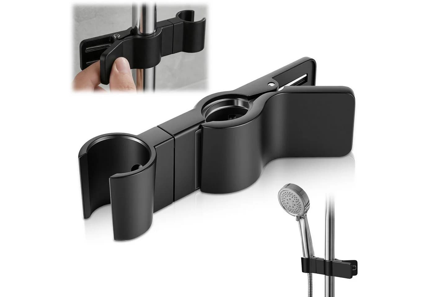 BlingBin Brausehalter Schwarz 35° Drehbar Clip-On - Bild 2