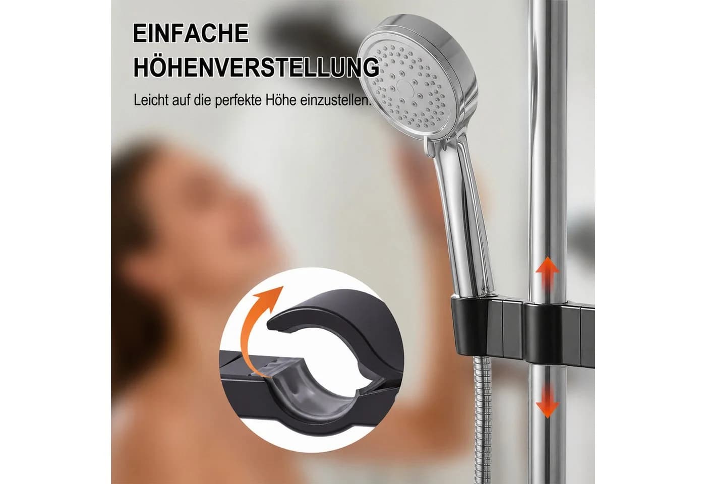 BlingBin Brausehalter Schwarz 35° Drehbar Clip-On - Bild 4