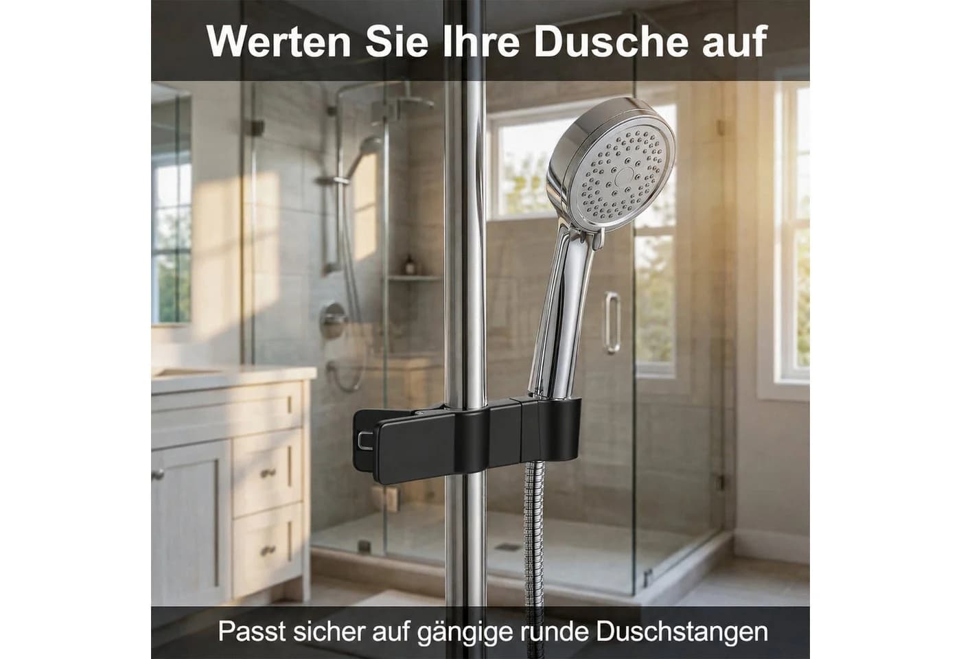 BlingBin Brausehalter Schwarz 35° Drehbar Clip-On - Bild 5