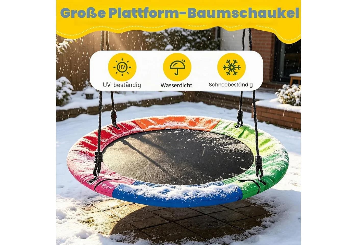 BlingBin Nestschaukel 100cm Bunt Stahl Outdoor Hängeschaukel - Bild 4