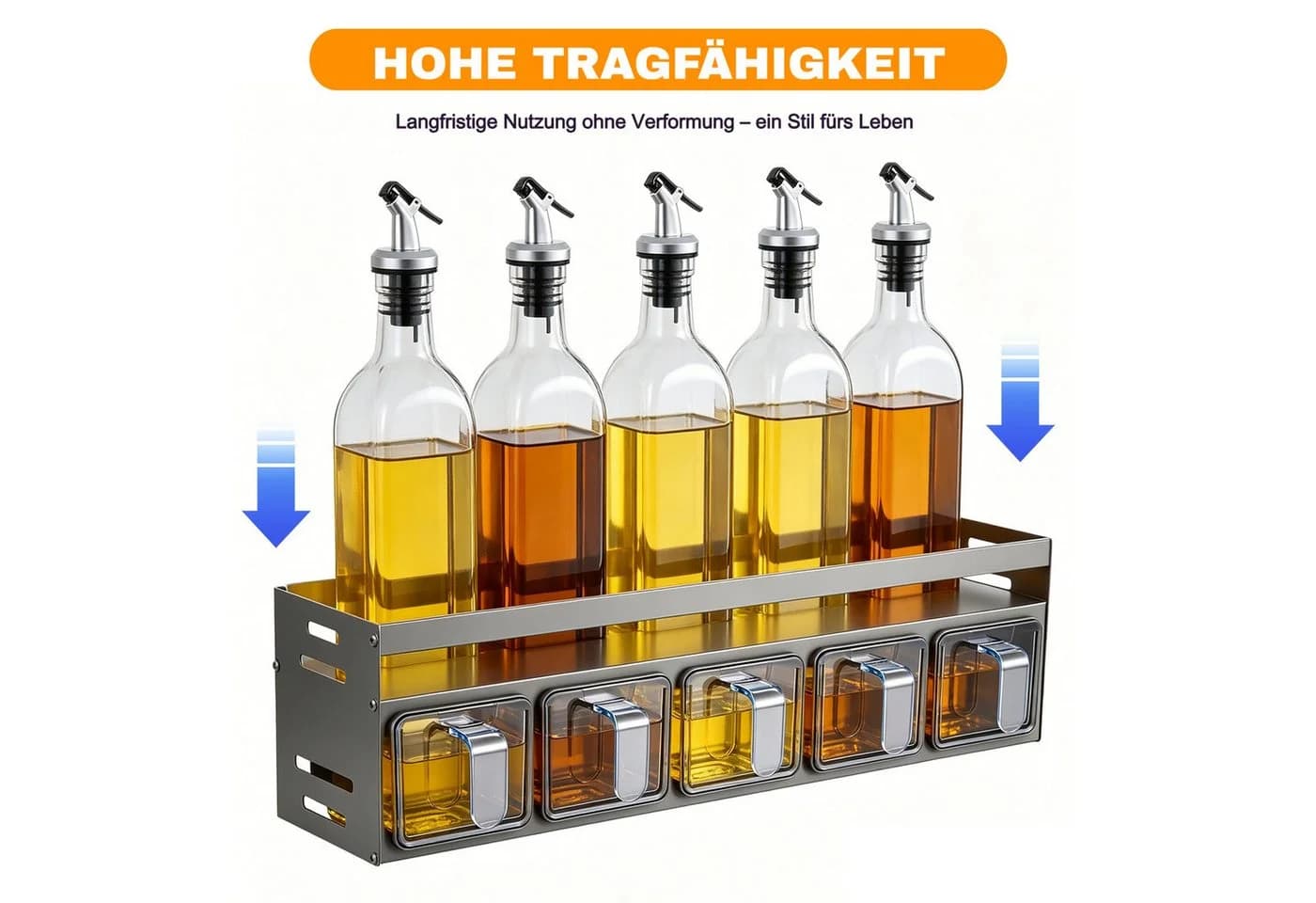 BlingBin Gewürzregal Aluminium Grau mit 5 Dosen & Löffeln - Bild 3