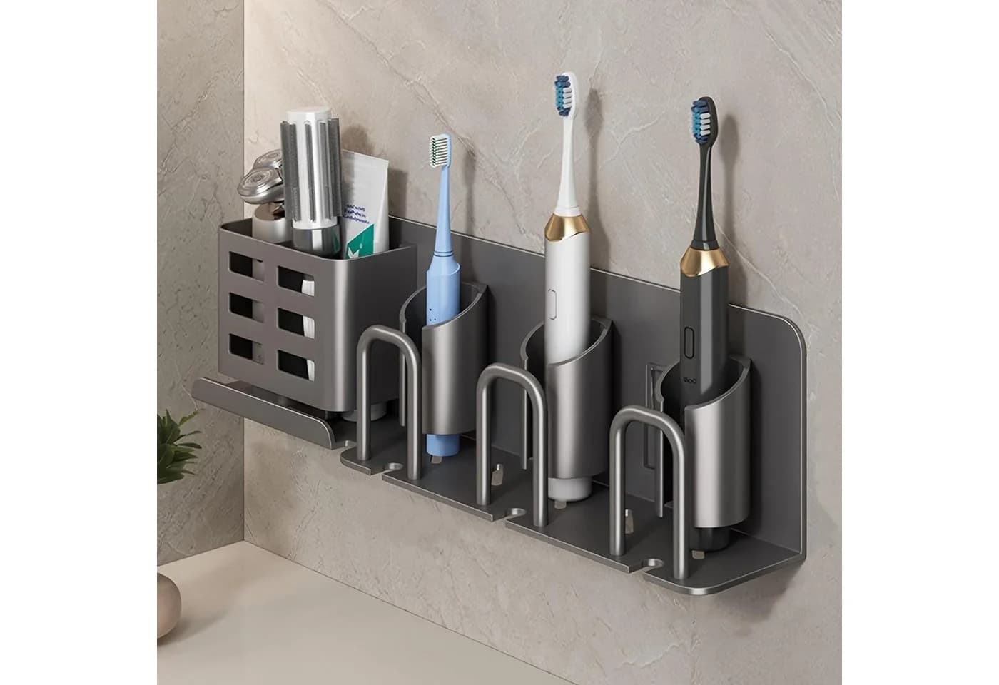 BlingBin Zahnbürstenhalter Aluminium 3-Fach Grau - Bild 2