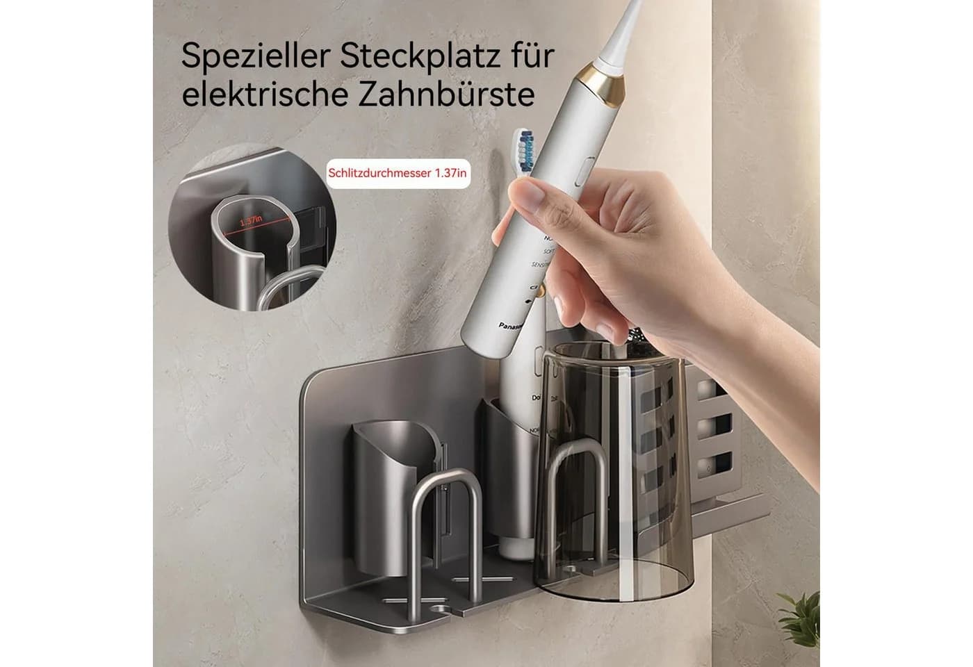 BlingBin Zahnbürstenhalter Aluminium 3-Fach Grau - Bild 3