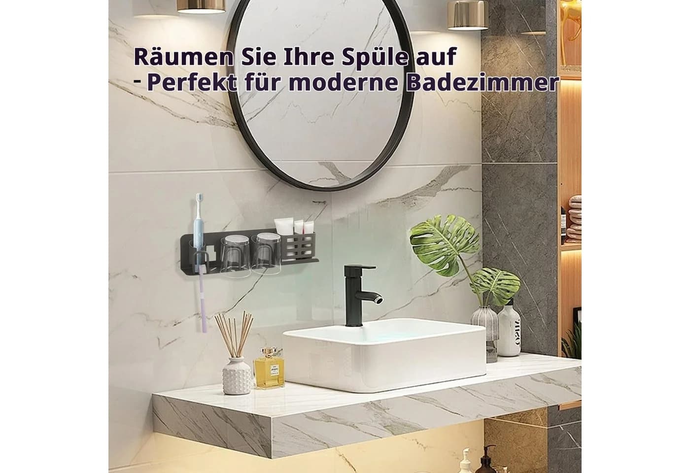 BlingBin Zahnbürstenhalter Aluminium 3-Fach Grau - Bild 5