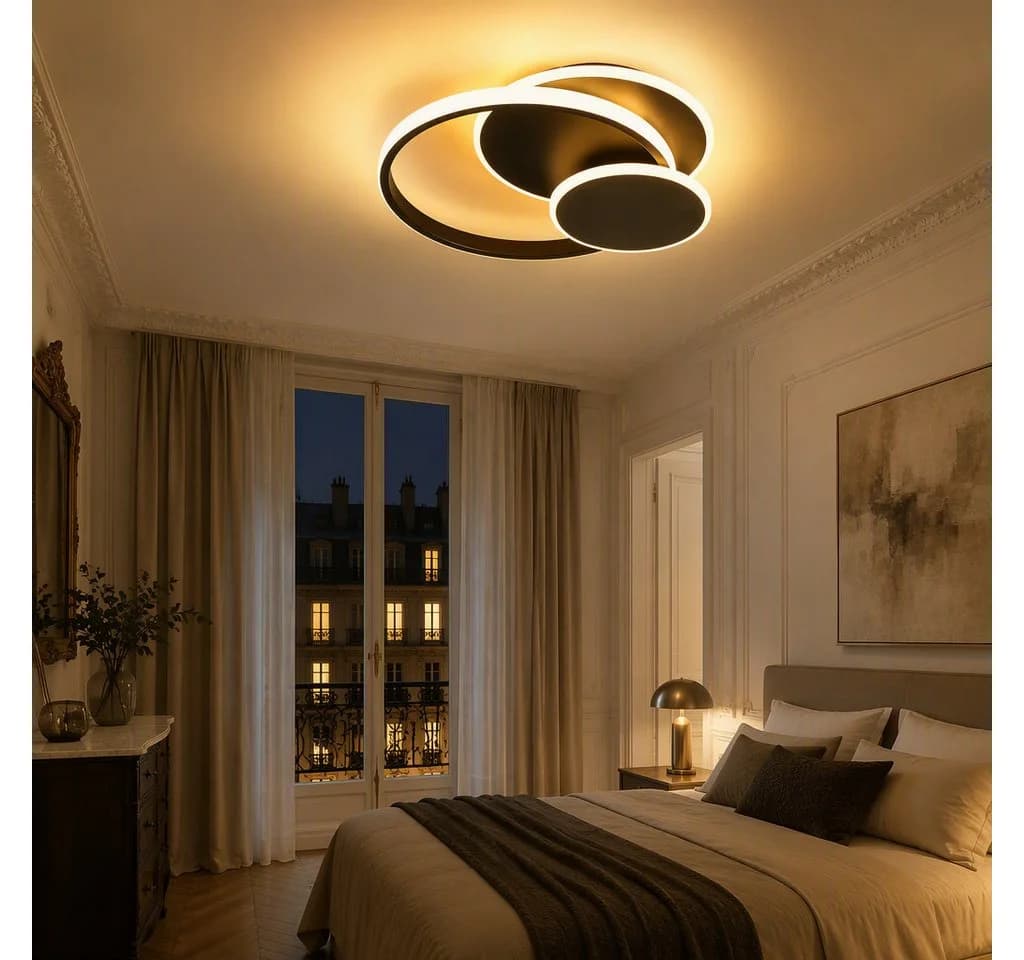 BlingBin LED Deckenleuchte dimmbar 3 Ringe Schwarz