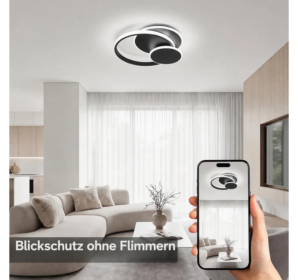 BlingBin LED Deckenleuchte dimmbar 3 Ringe Schwarz - Bild 4