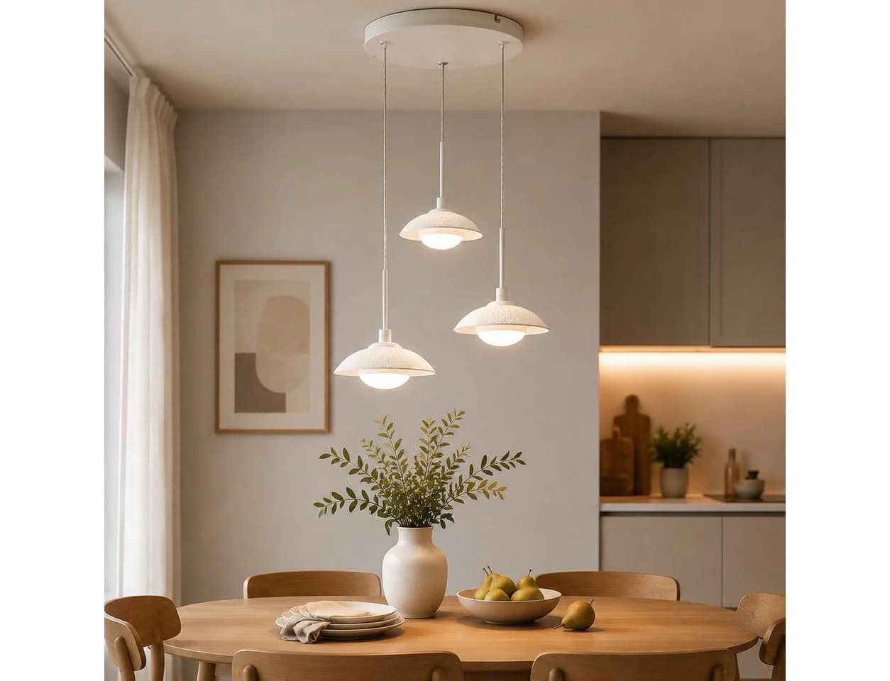 BlingBin LED Pendelleuchte 3-flammig Glas Weiß Höhenverstellbar - Bild 2