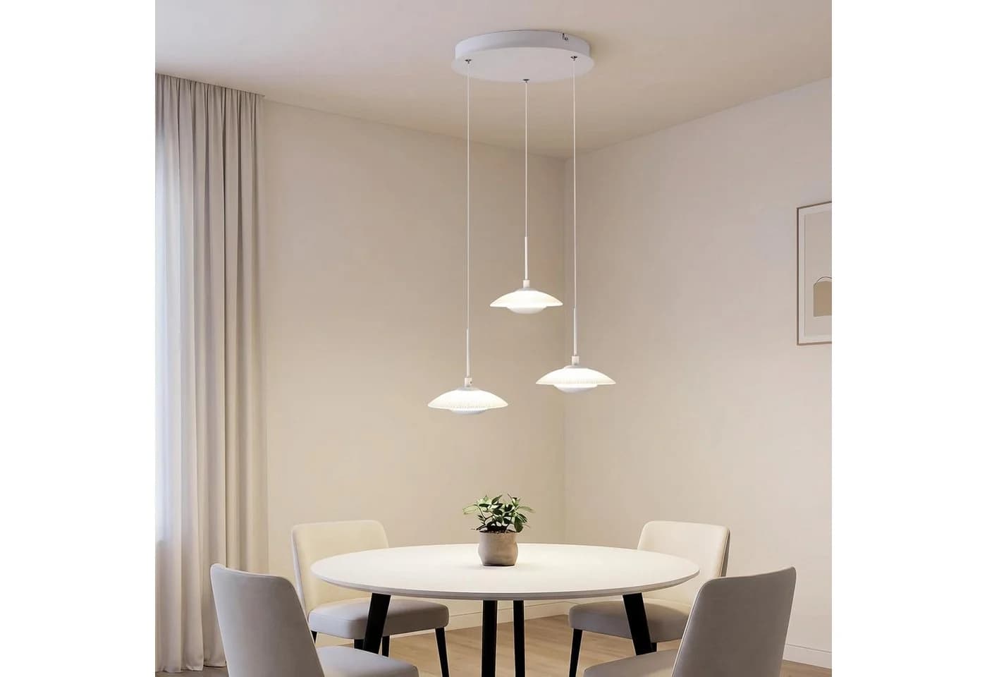 BlingBin LED Pendelleuchte 3-flammig Glas Weiß Höhenverstellbar - Bild 3