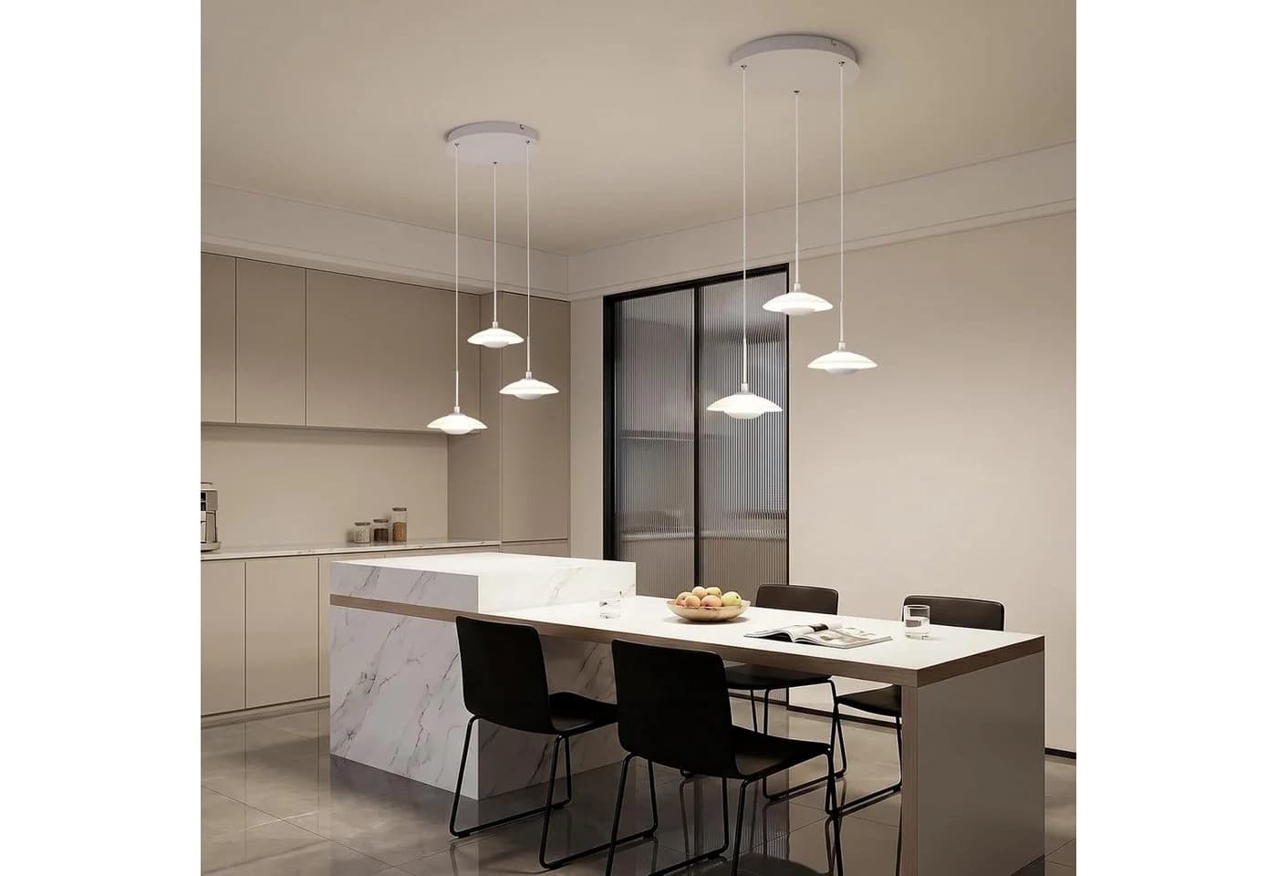 BlingBin LED Pendelleuchte 3-flammig Glas Weiß Höhenverstellbar - Bild 4