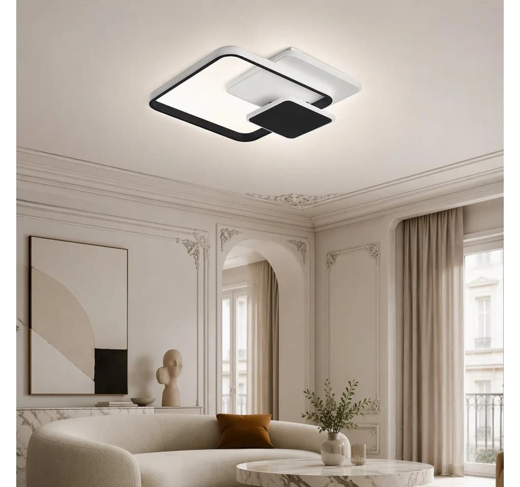 BlingBin LED Deckenleuchte dimmbar 3Quadrat-Design Schwarz/Weiß - Bild 3