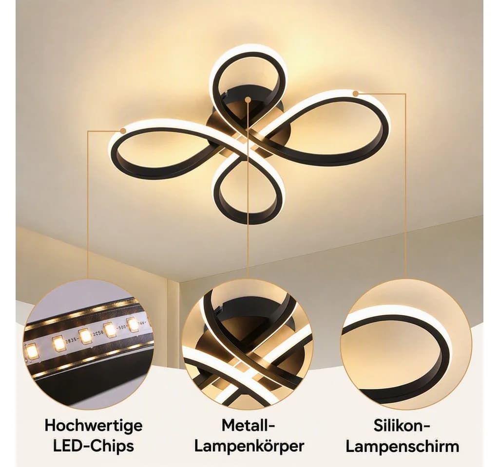 BlingBin LED Deckenleuchte Schwarz Modern Chinesisches Design - Bild 4