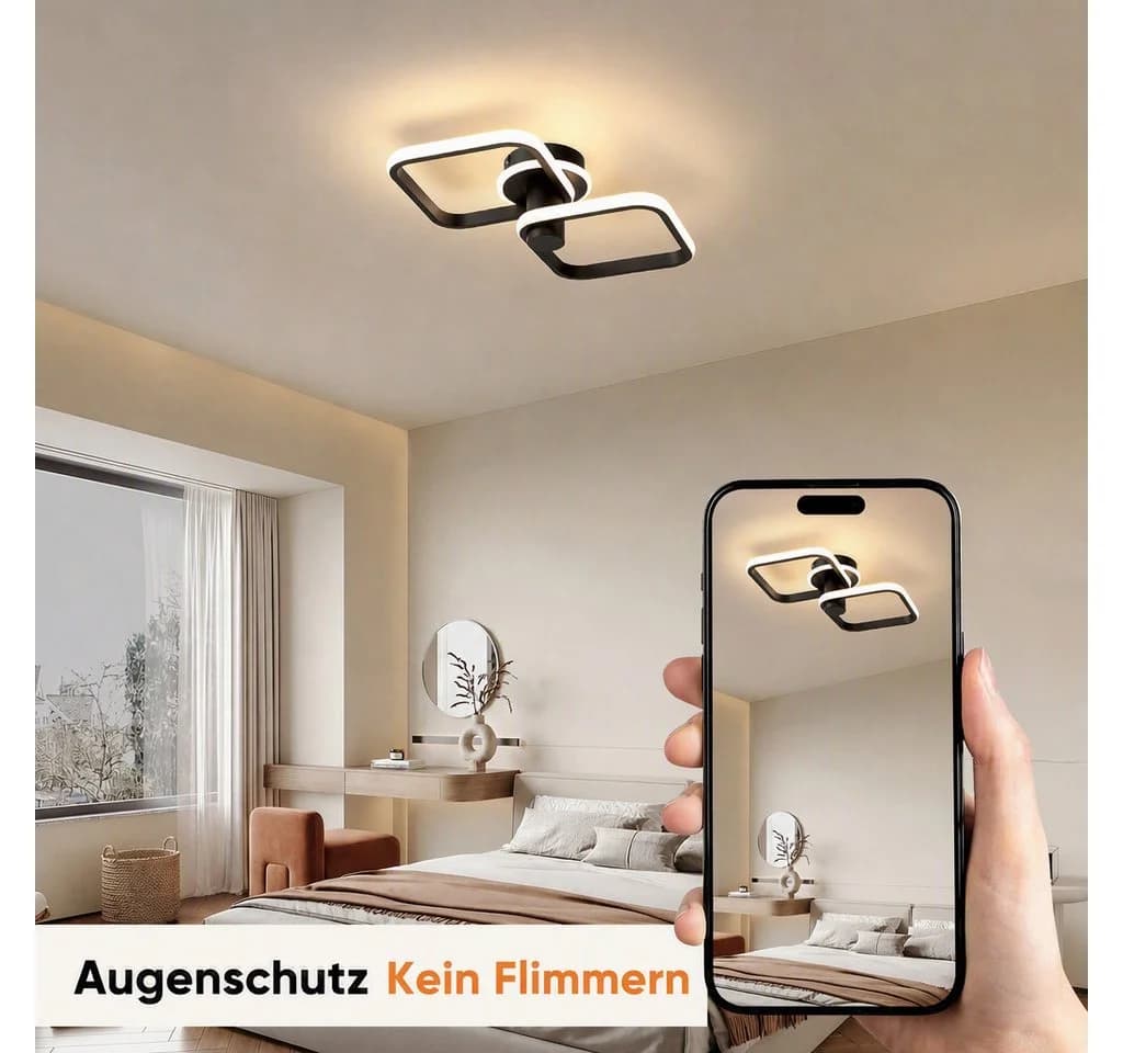 BlingBin LED Deckenleuchte 46cm 34W 1895 lm Sandschwarz 3000K Modern - Bild 5