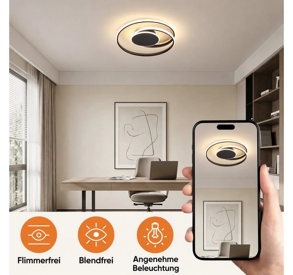 BlingBin LED Deckenleuchte 44W Warmweiß Schwarz Spiral - Bild 5