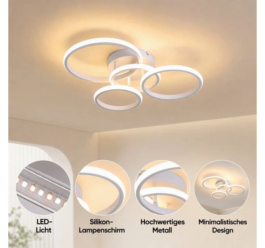 BlingBin LED Deckenleuchte Weiß Modern Dimmbar 3000K-6500K - Bild 3