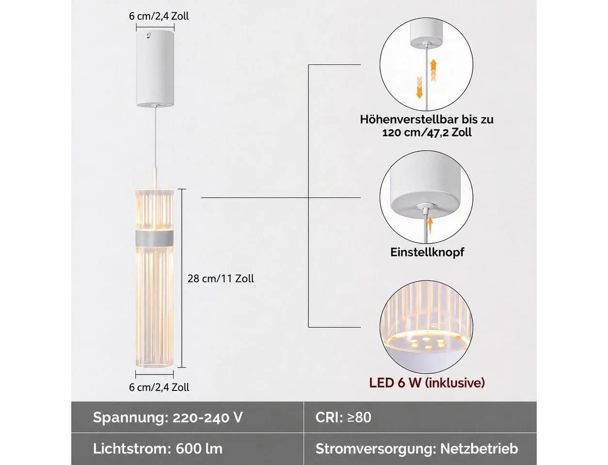 BlingBin LED Pendelleuchte 1-flammig Acryl & Metall Weiß - Bild 4