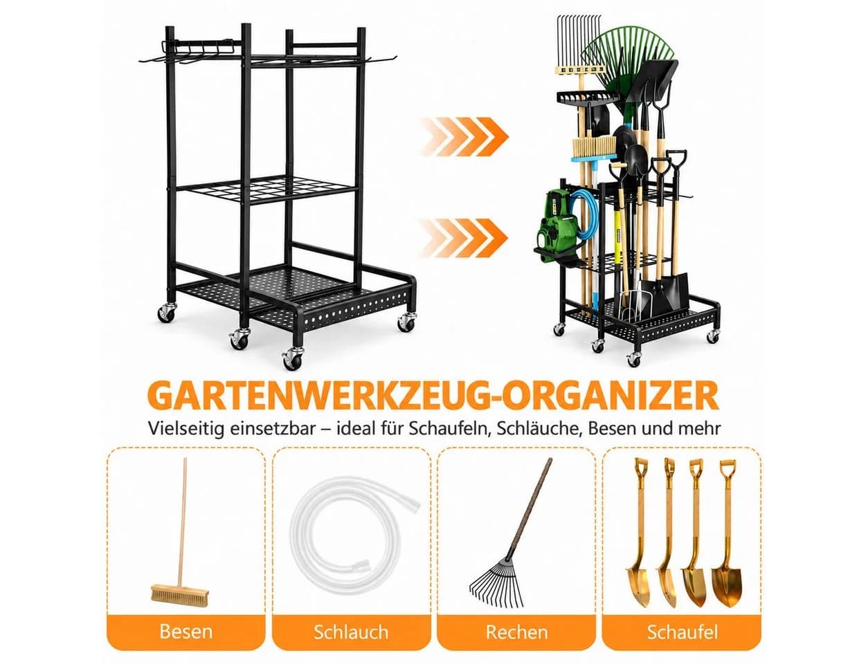 LEMLIT Gartengerätehalter Organizer Schwarz Metall - Bild 5