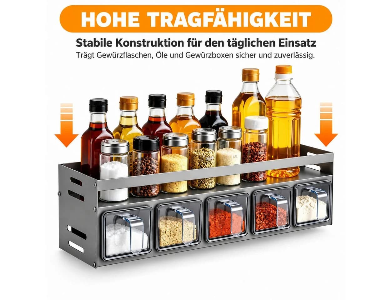 LEMLIT Gewürzregal Grau Aluminium mit 5 Dosen - Bild 3