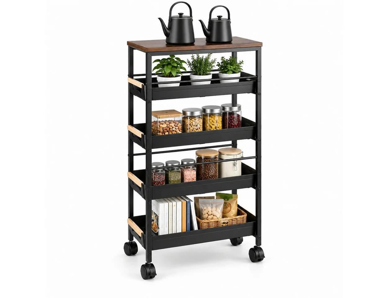 LEMLIT Küchenwagen 5 Ebenen Braun/Schwarz Mit Schubladen - Bild 2