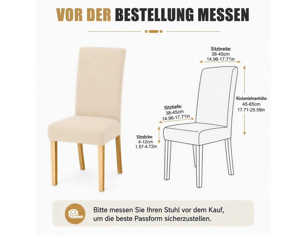 LEMLIT Stuhlhusse Stretch Beige 4 Stück