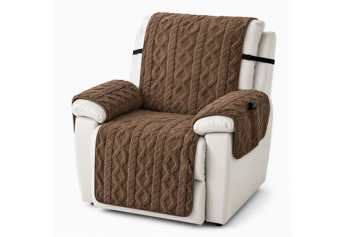 LEMLIT Sesselschoner für Relaxsessel mit Armlehne Grau/Weiß/Braun - Bild 2