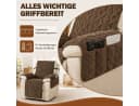 LEMLIT Sesselschoner für Relaxsessel mit Armlehne Grau/Weiß/Braun Bild 3