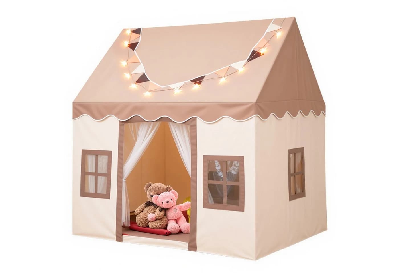 LEMLIT Spielzelt Kinderzelt Indoor Outdoor Mit Matte und Lichtern - Bild 2