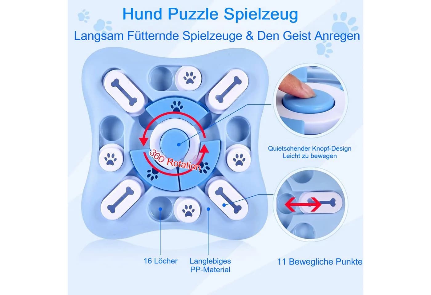 LEMLIT Interaktives Hundespielzeug Blau mit Puzzle-Design - Bild 5