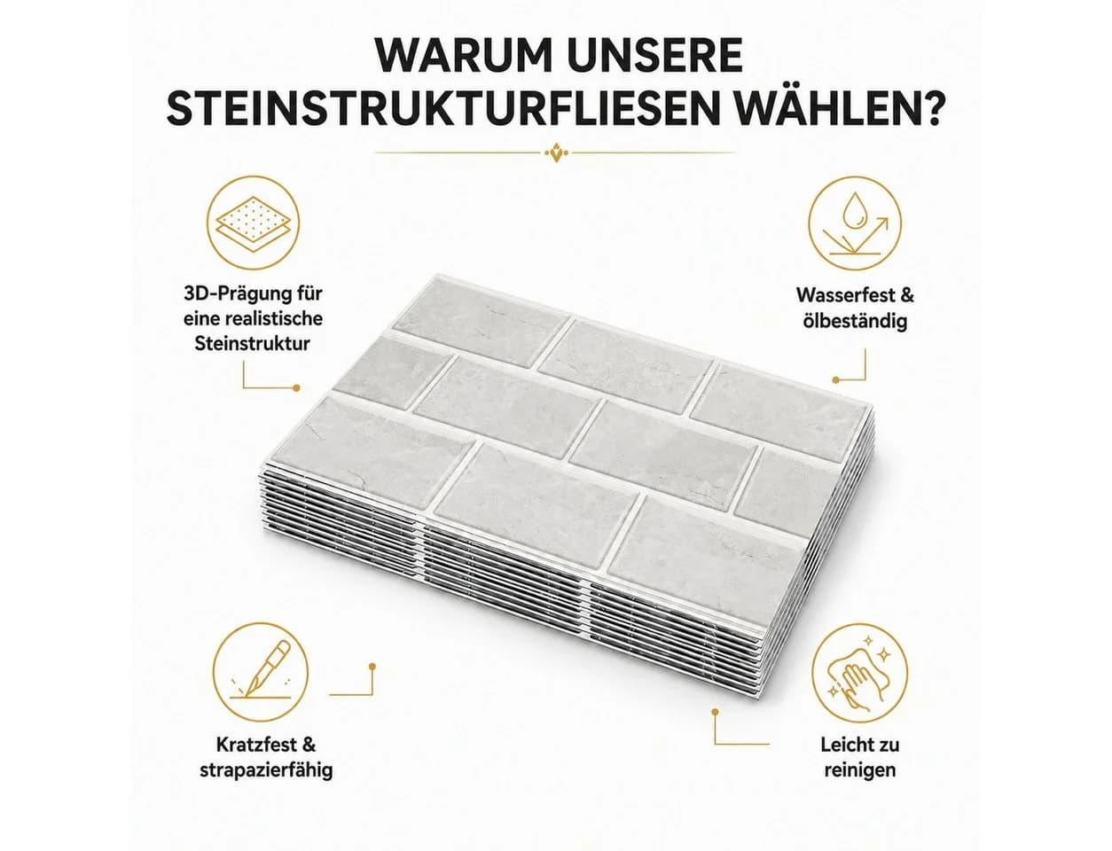 BlingBin Fliesenaufkleber Mosaik Selbstklebend Grau/Schwarz - Bild 4
