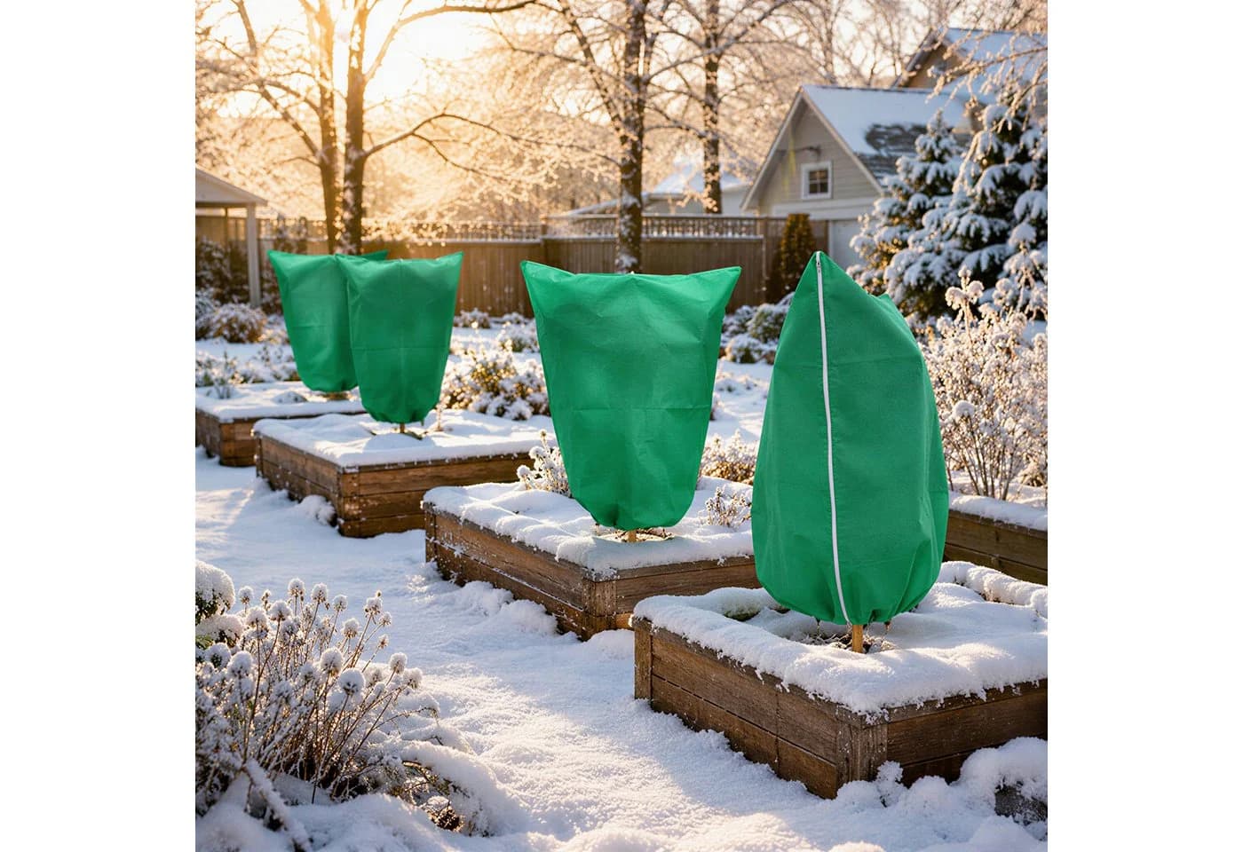 LEMLIT Winterschutzhaube 5er Set Grün Vlies Frostschutz Kübelpflanzen - Bild 3